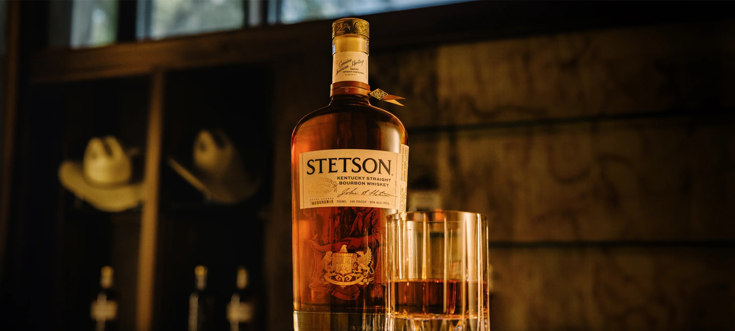 Stetson Kentucky Straight Bourbon on a bar top
